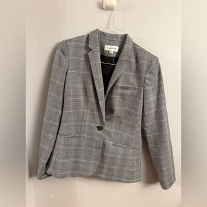 Calvin Klein Glen Plaid One-Button Blazer – Size 6